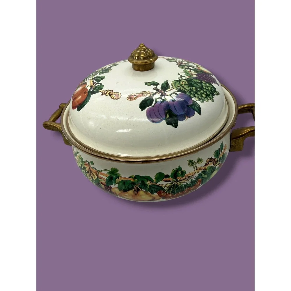 Vintage Tabletops Unlimited Vitroceramic Harvest Fruit Covered Casserole 8
